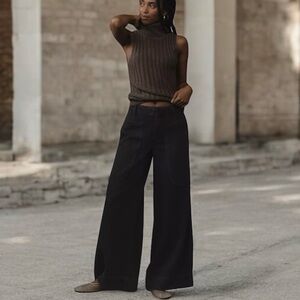 Anthropologie Wide-Leg Deep Pocket Black Jeans Size 0